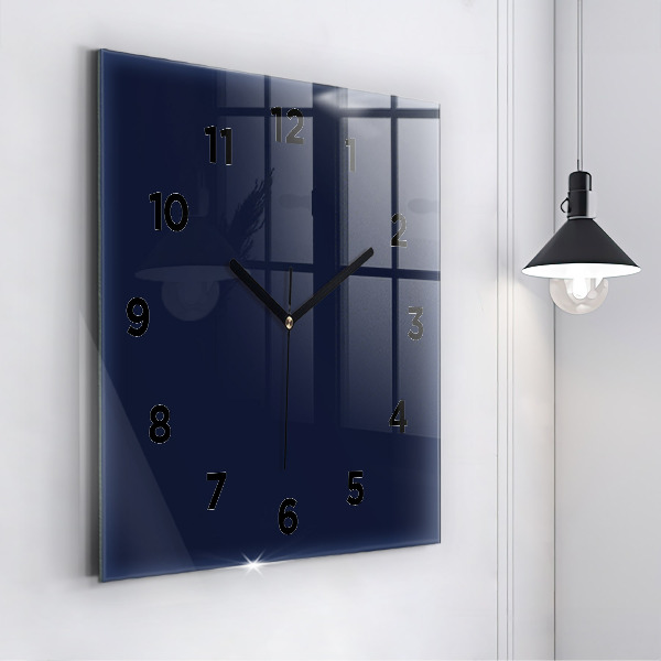 Square glass wall clock Dark Navy