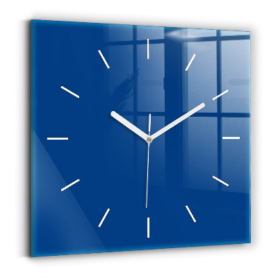 Square glass wall clock Blue