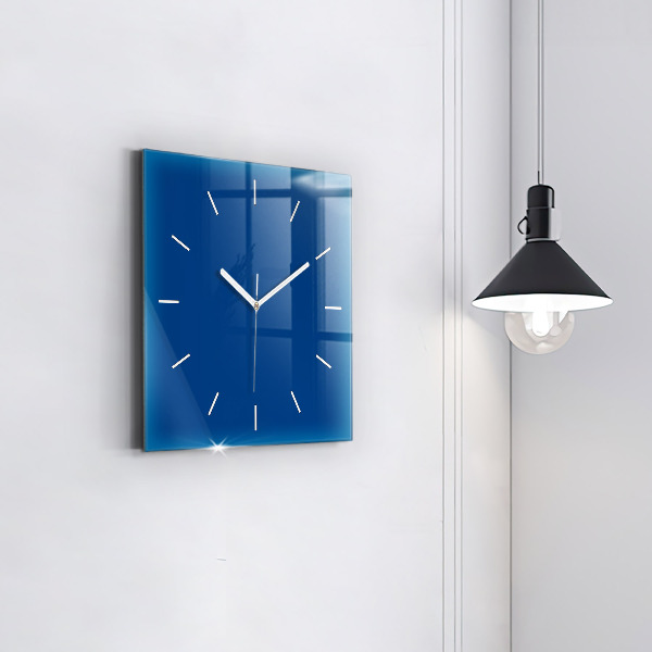 Square glass wall clock Blue