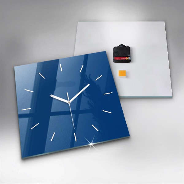 Square glass wall clock Blue