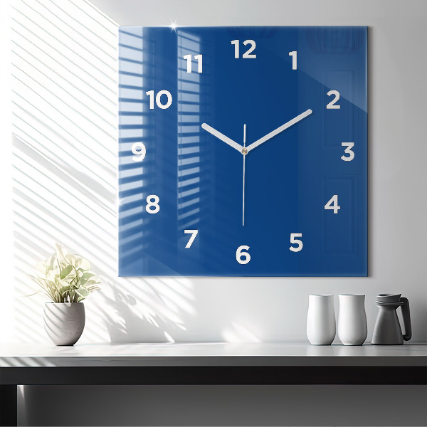 Square glass wall clock Blue