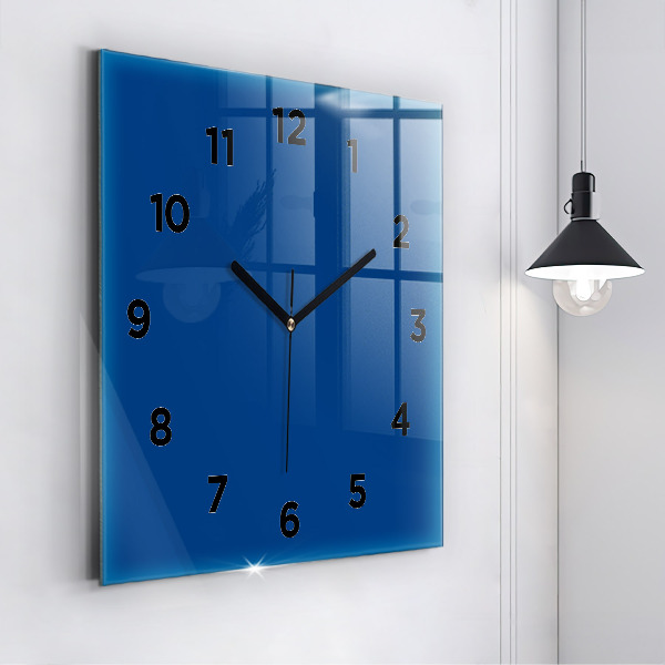 Square glass wall clock Blue
