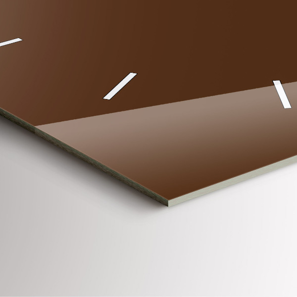 Square glass wall clock Brown