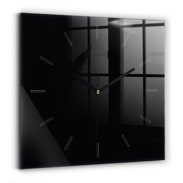 Square glass wall clock Black