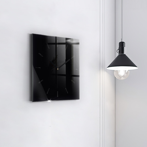 Square glass wall clock Black