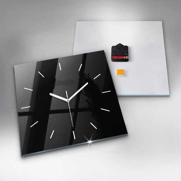 Square glass wall clock Black