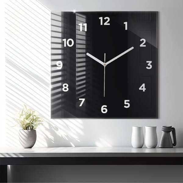 Square glass wall clock Black