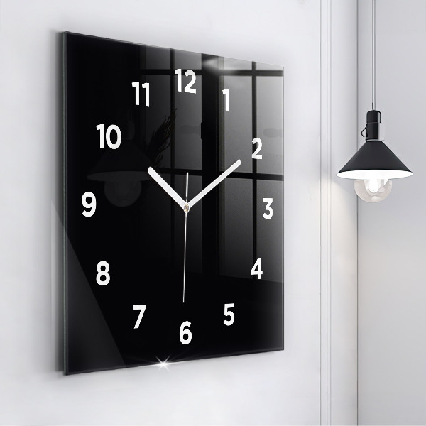 Square glass wall clock Black