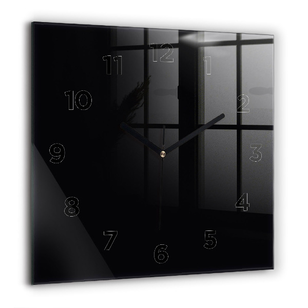 Square glass wall clock Black