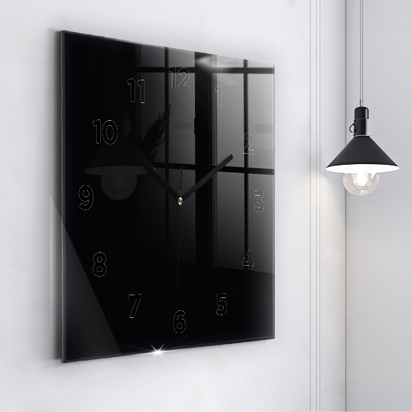 Square glass wall clock Black