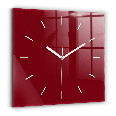 Square glass wall clock Burgundy