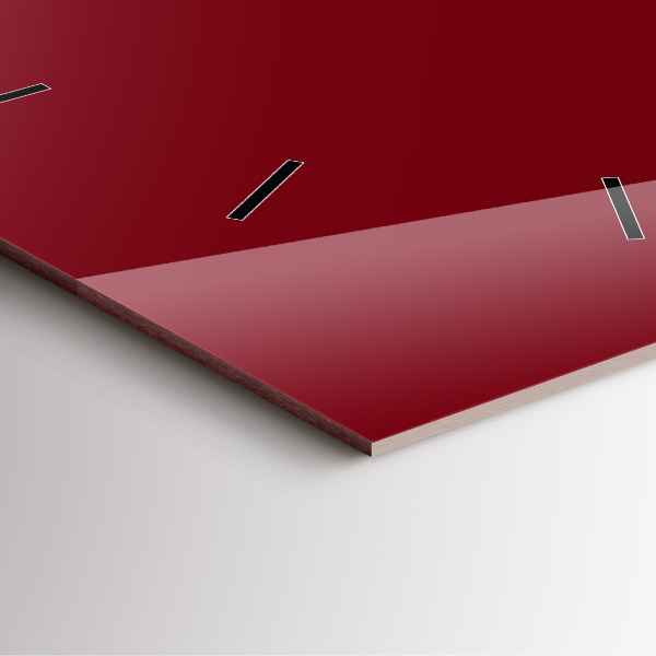Square glass wall clock Burgundy