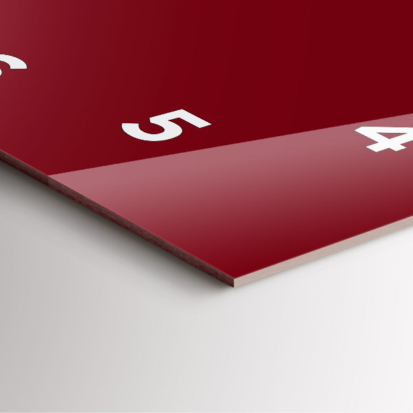 Square glass wall clock Burgundy