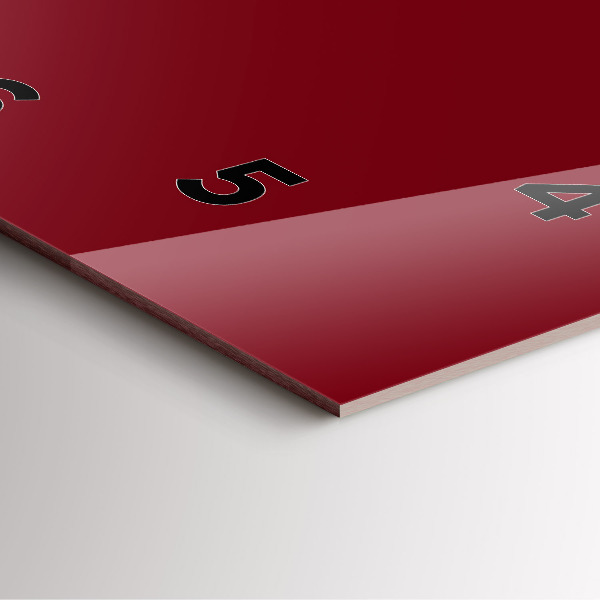 Square glass wall clock Burgundy