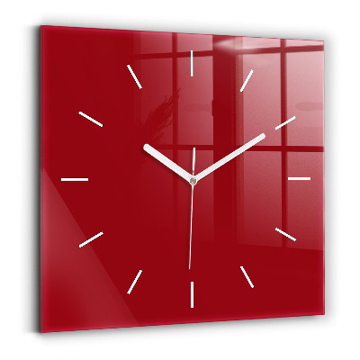 Square glass wall clock Red