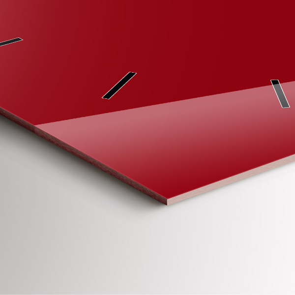 Square glass wall clock Red