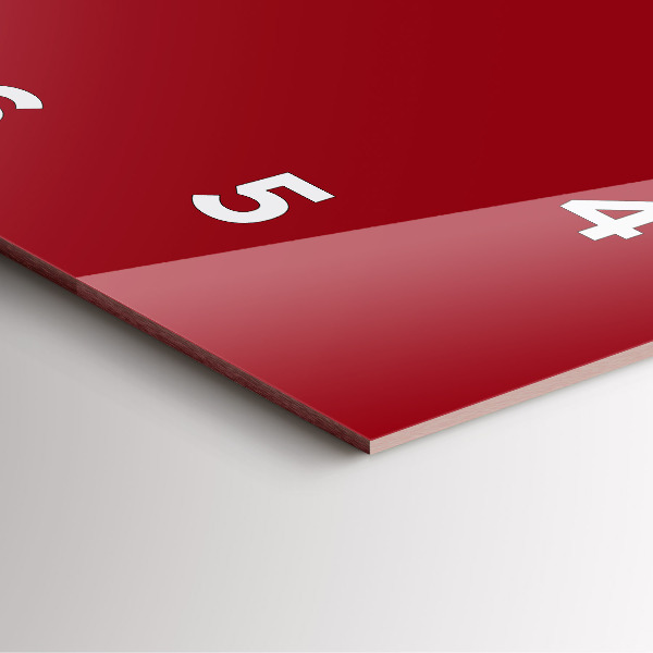 Square glass wall clock Red