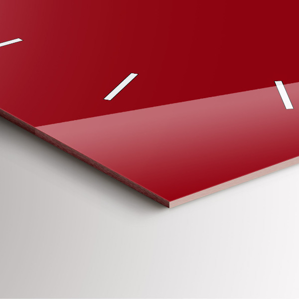 Square glass wall clock Red