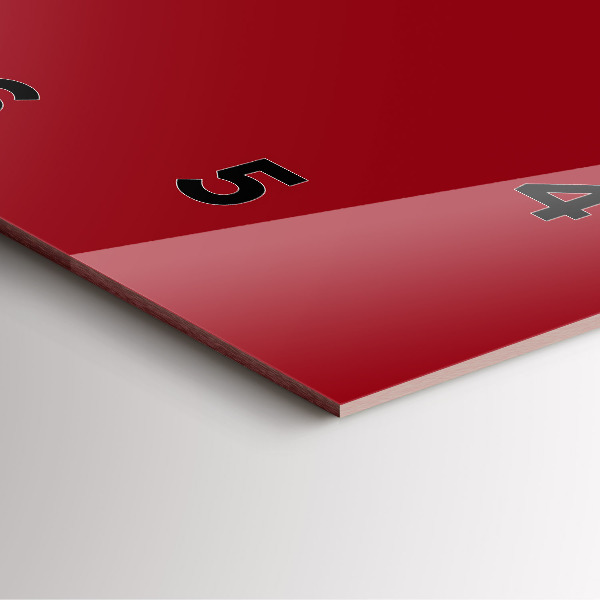 Square glass wall clock Red