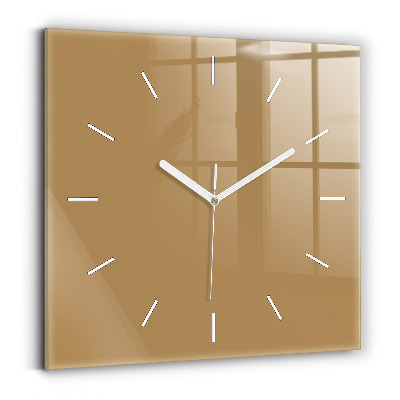 Square glass wall clock Beige