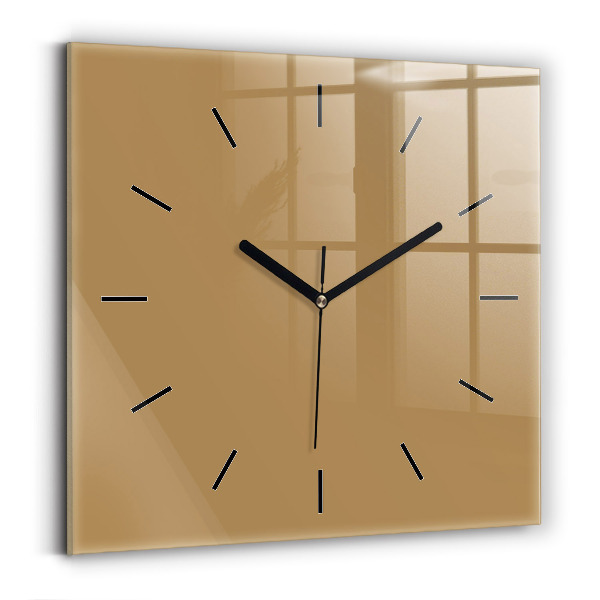 Square glass wall clock Beige