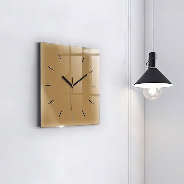 Square glass wall clock Beige