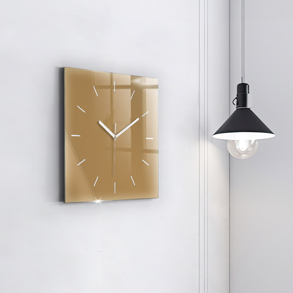 Square glass wall clock Beige