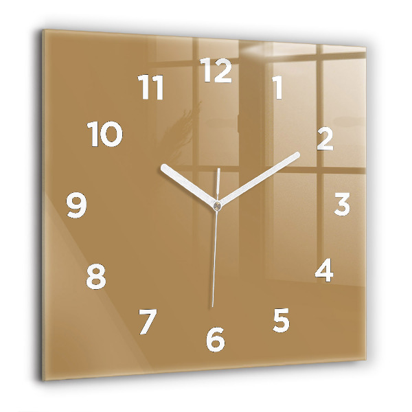 Square glass wall clock Beige