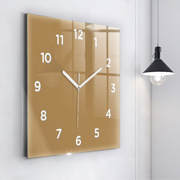 Square glass wall clock Beige