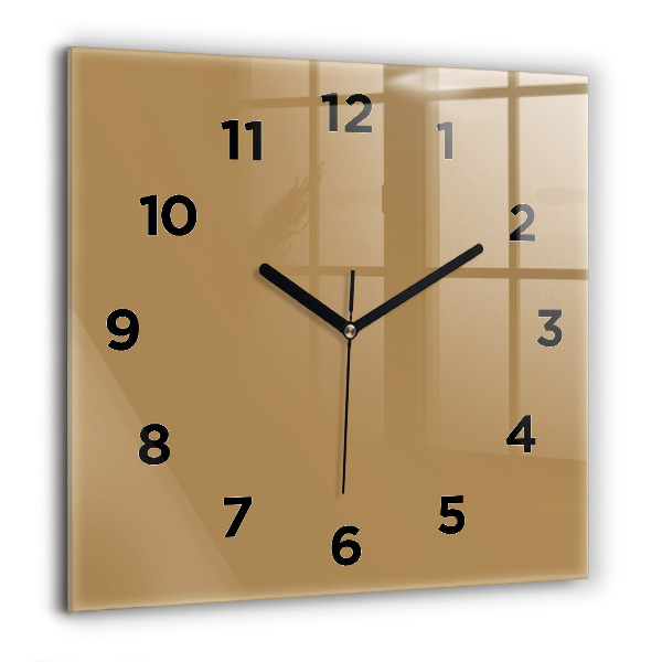 Square glass wall clock Beige