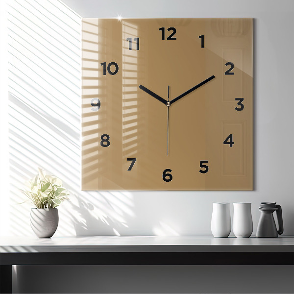 Square glass wall clock Beige