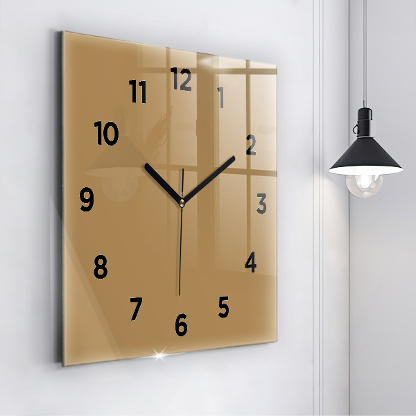Square glass wall clock Beige