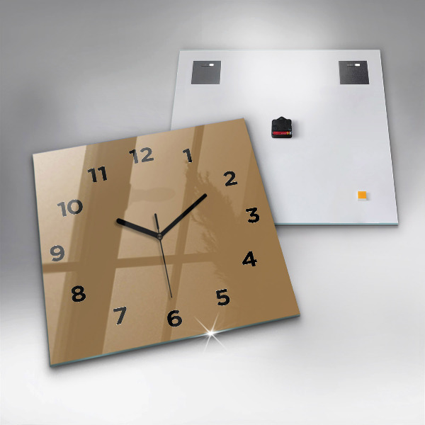 Square glass wall clock Beige