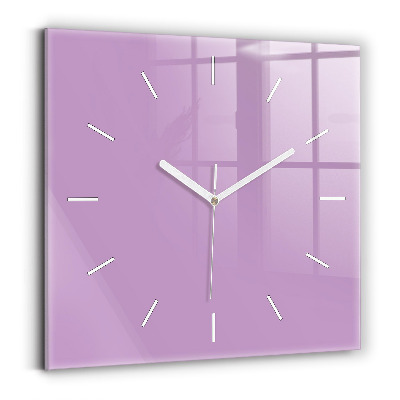 Square glass wall clock Lilac