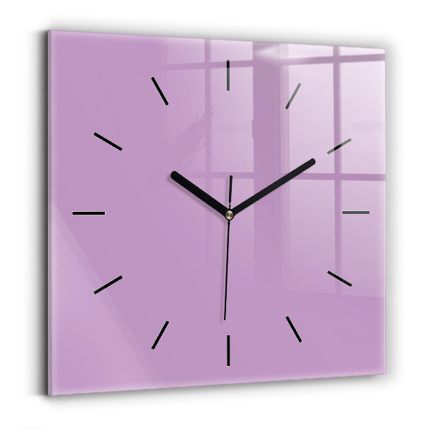 Square glass wall clock Lilac