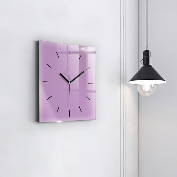 Square glass wall clock Lilac