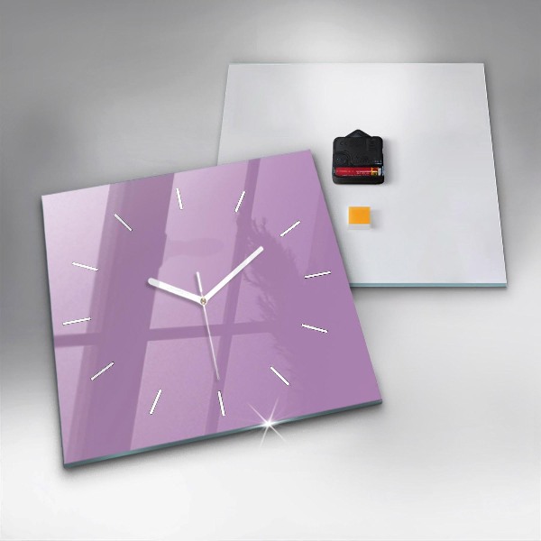 Square glass wall clock Lilac