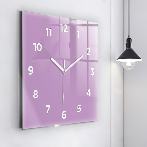 Square glass wall clock Lilac