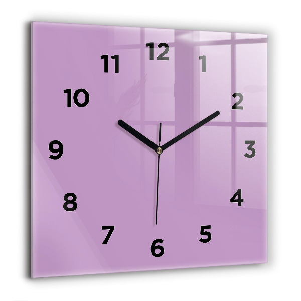 Square glass wall clock Lilac