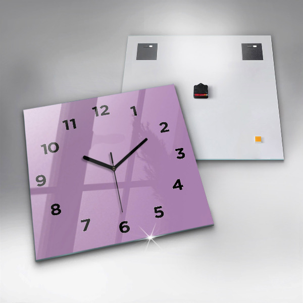 Square glass wall clock Lilac