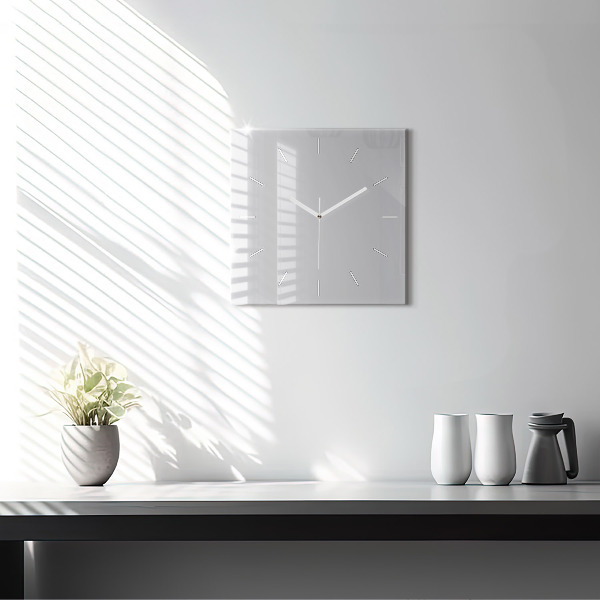 Square glass wall clock Light Gray