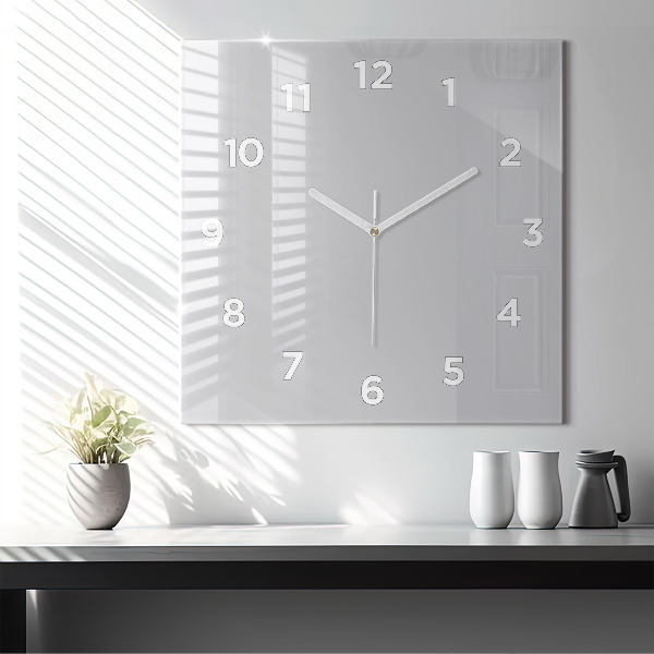 Square glass wall clock Light Gray