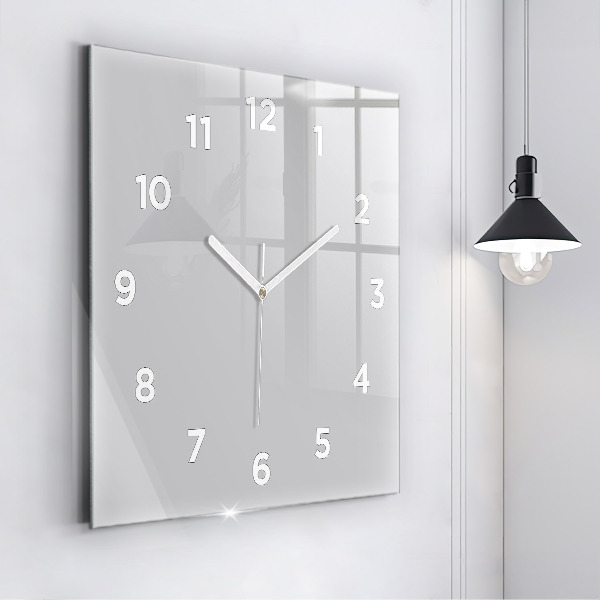 Square glass wall clock Light Gray