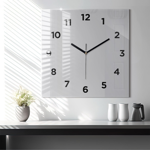 Square glass wall clock Light Gray