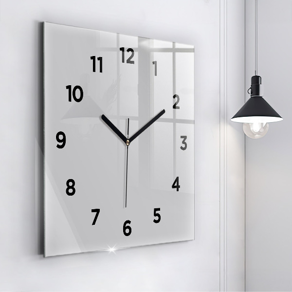 Square glass wall clock Light Gray