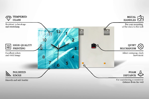 Square glass wall clock Light Gray