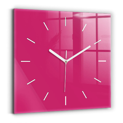 Square glass wall clock Pink