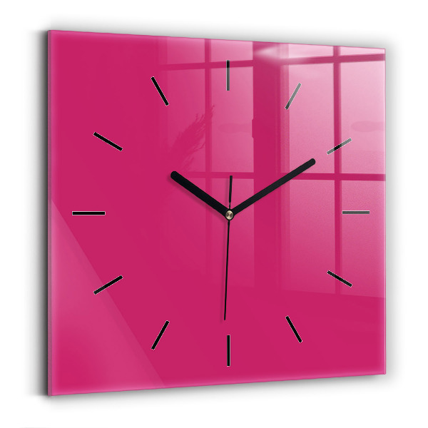 Square glass wall clock Pink