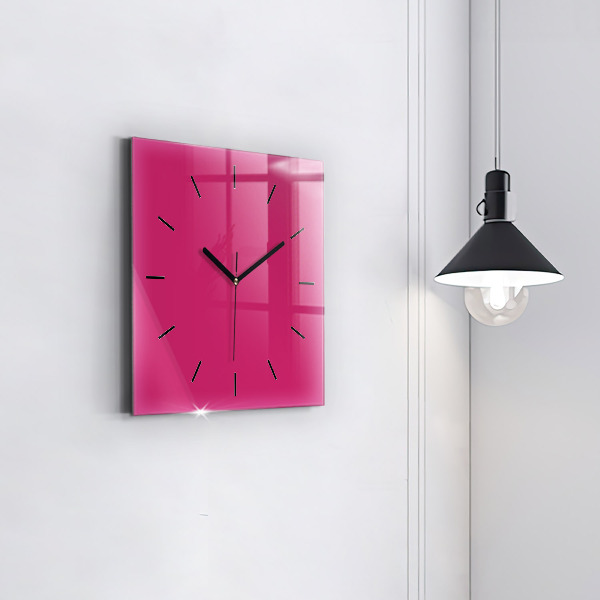 Square glass wall clock Pink