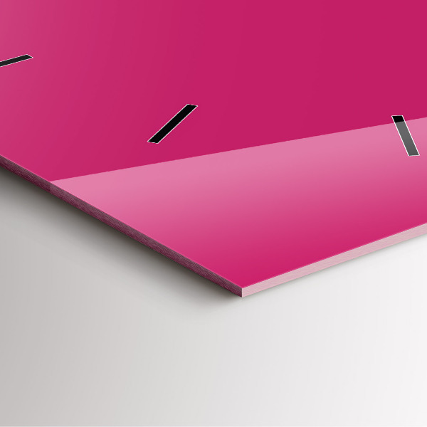 Square glass wall clock Pink